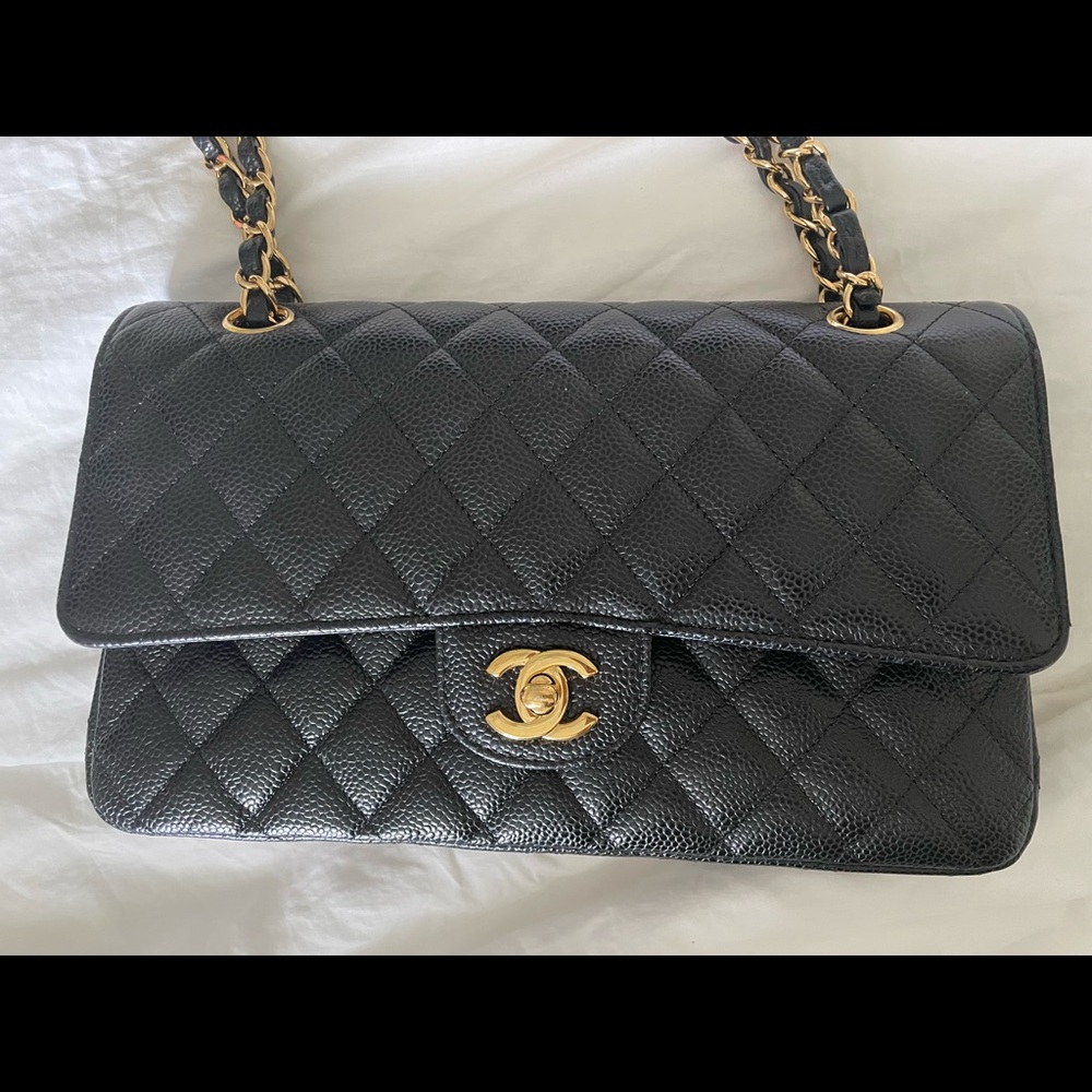 Black quilted caviar Chanel Handbag